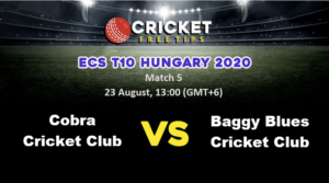 Online Cricket Betting – Free Tips | ECS T10 Hungary 2020: Match 5, Cobra Cricket Club vs Baggy Blues Cricket Club